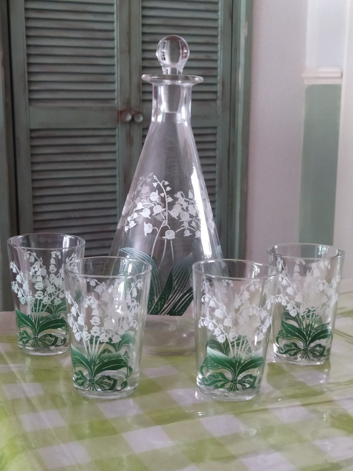 Vintage karaf en glazen Lely of the village, Antiek en Kunst, Ophalen of Verzenden