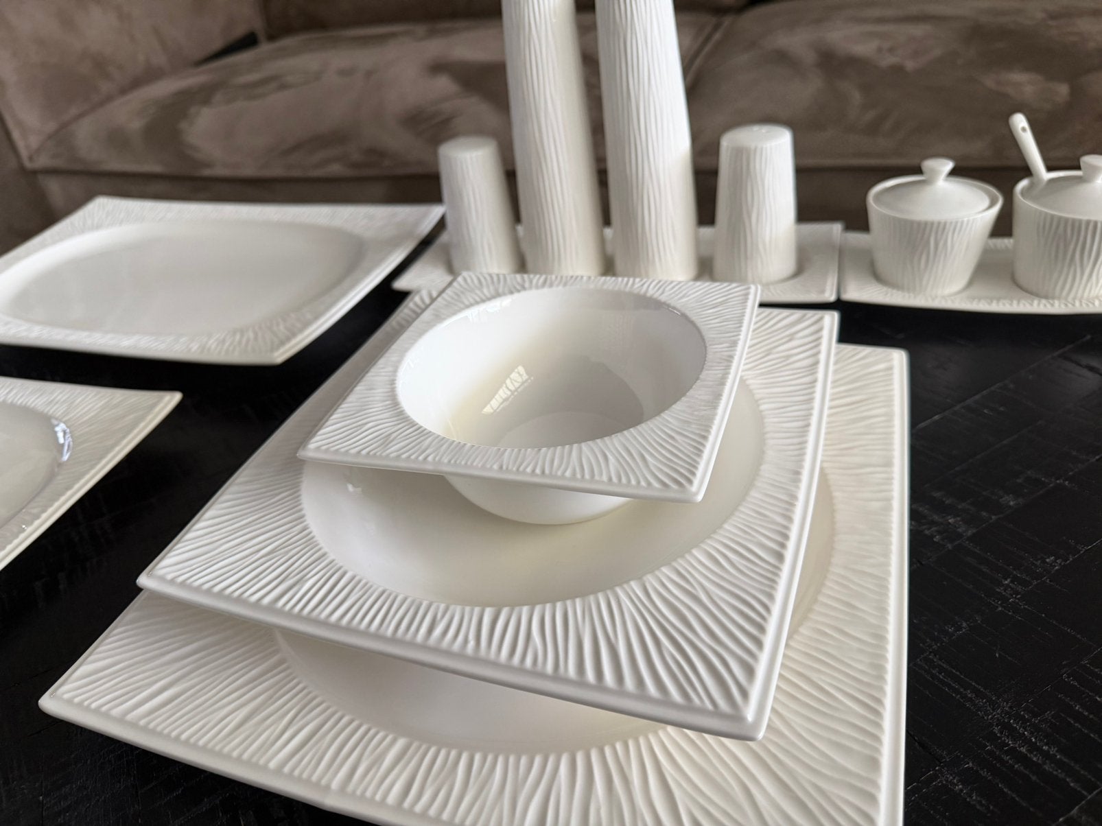 Serviesset Schaffer 2 x 6 persoons/ Compleet uitgebreidt set, Ophalen of Verzenden, Zo goed als nieuw, Bord(en), Overige stijlen