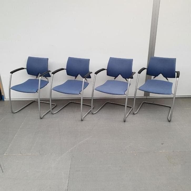 Set 4x Haworth vergaderstoelen met blauwe stof, Ophalen, Gebruikt, Blauw, X