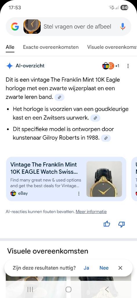 Franklin mint horloge, Sieraden, Tassen en Uiterlijk, Overige merken, Leer, Polshorloge, Nieuw