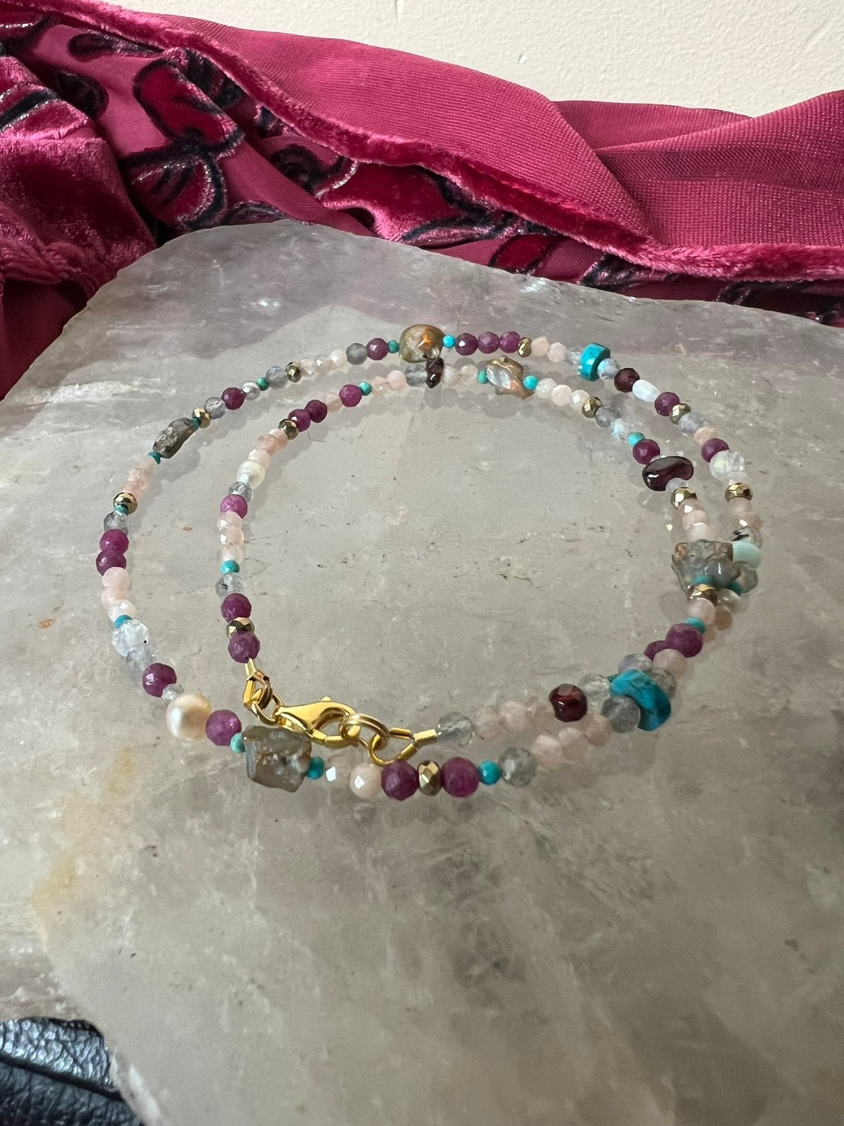 Robijn vuuropaal parel etc. liefde geluk uniek magie, Sieraden, Tassen en Uiterlijk, Kettingen, Magnolia11, Nieuw, Verstelbaar