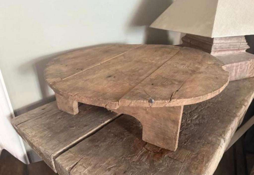 Unieke Landelijke ronde houten Bajot op pootjes,, Ophalen, Zo goed als nieuw
