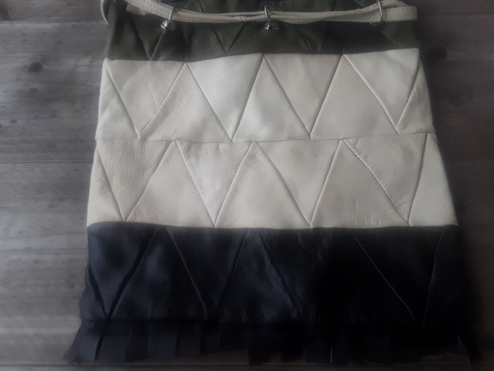 Retro patchwork shopper sixties, superzacht kwaliteitsleer, Ophalen of Verzenden