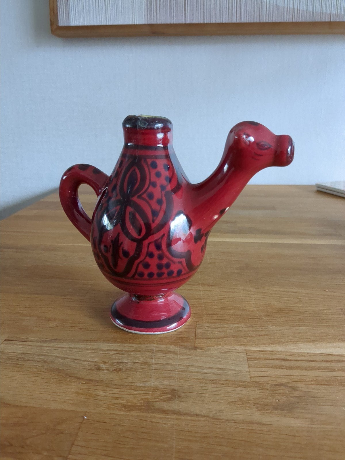 Vintage Tunesische Kruik - Rood Keramiek, 15 cm, Ophalen