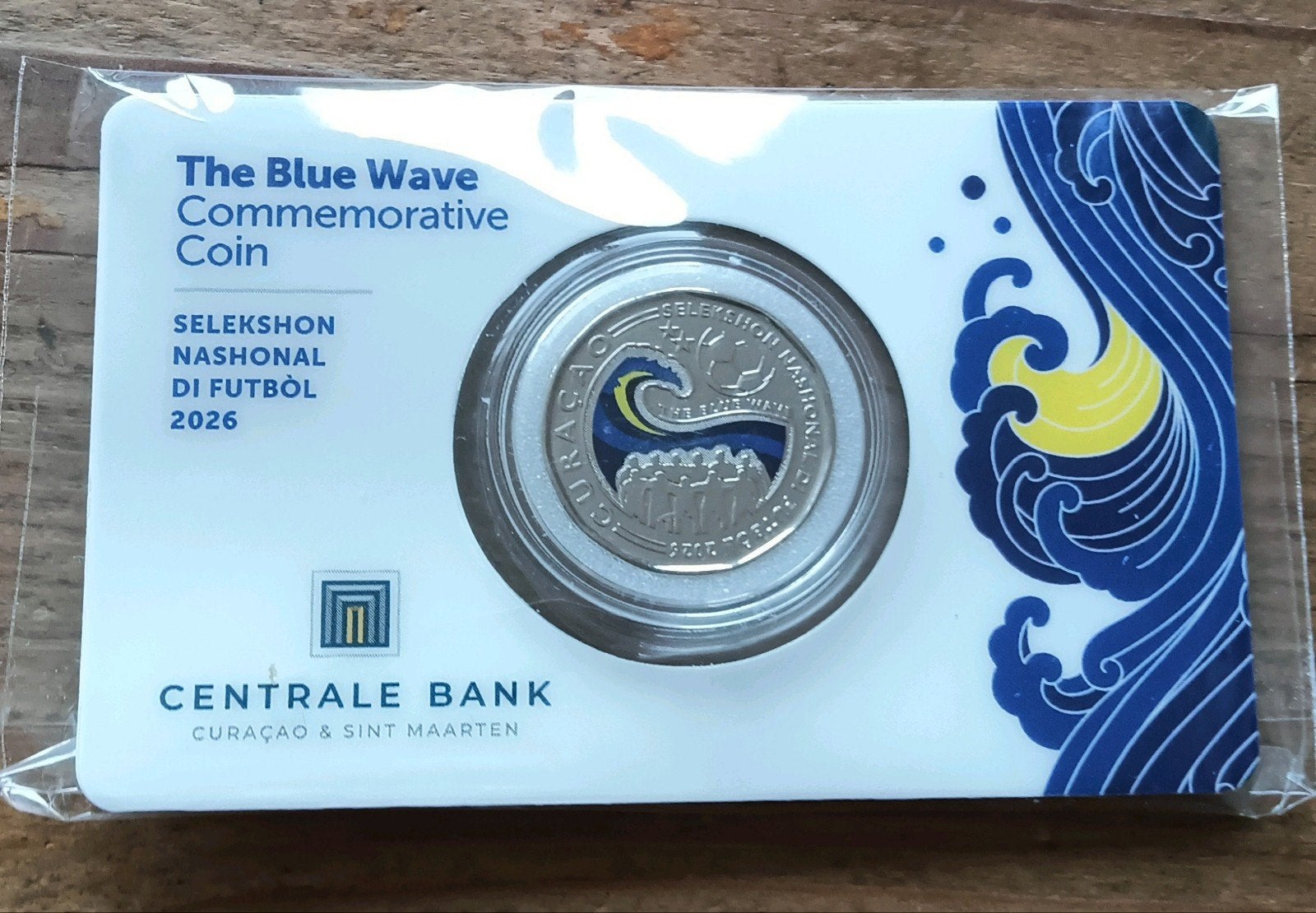 Curaçao 2026 coincard 50 cent 2026 Blue Wave WK voetbal 2026, Postzegels en Munten, Munten | Nederland, Ophalen of Verzenden, ½ gulden