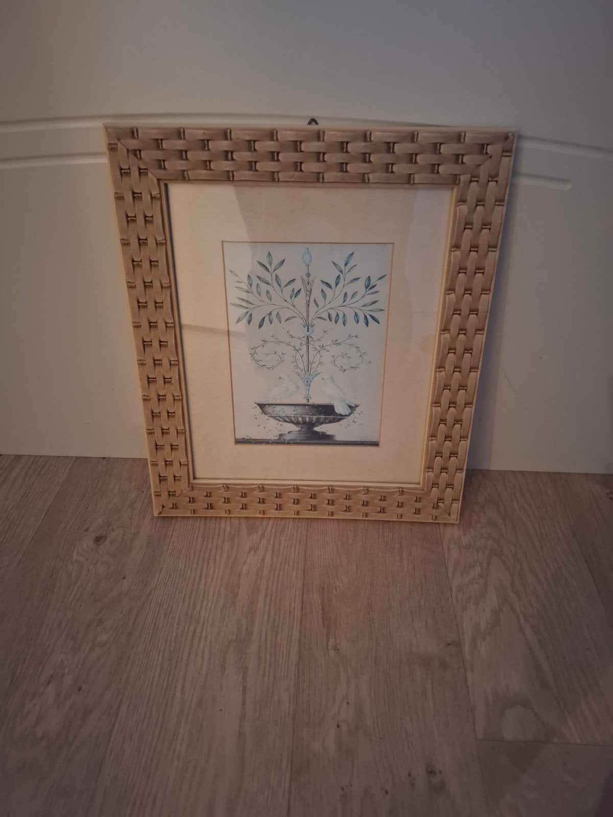 Ingelijste botanische print in rotan lijst, Ophalen, 50 – 75, Minder dan 50 cm, Print