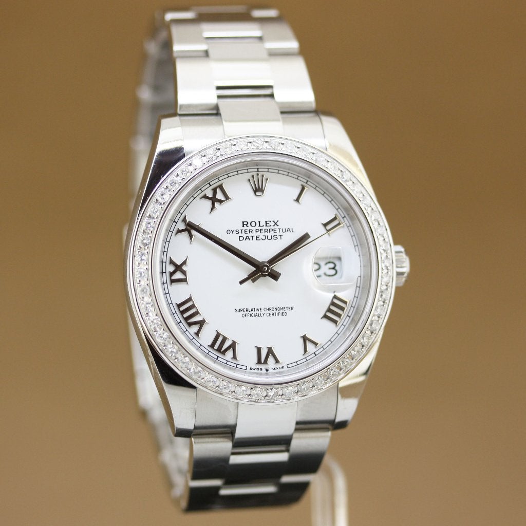 Rolex Datejust 41 126300 Diamonds, Staal, Gebruikt, Polshorloge, Ophalen of Verzenden