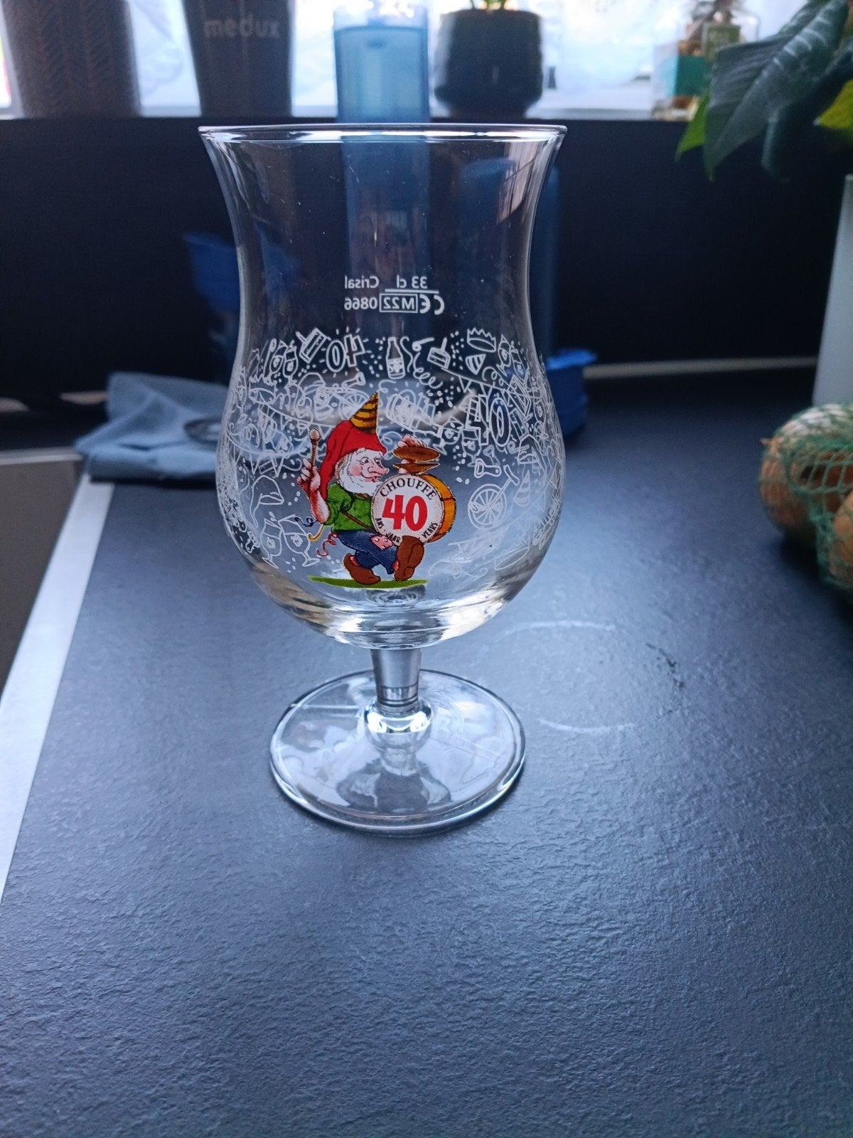 La Chouffe 40 jaar bierglas, Ophalen of Verzenden, Zo goed als nieuw, Meerkleurig, Overige merken