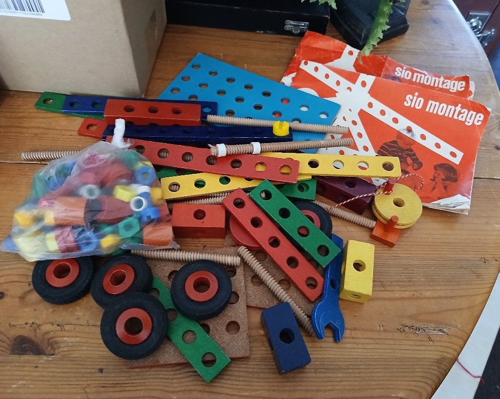 SIO constructie speelgoed vintage hout '60, Kinderen en Baby's, Ophalen of Verzenden, Gebruikt, Overige typen