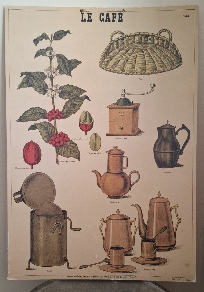 Reclameposter op karton: Le Cafe (Koffie), Ophalen, A1 t/m A3, Reclame, Rechthoekig Staand