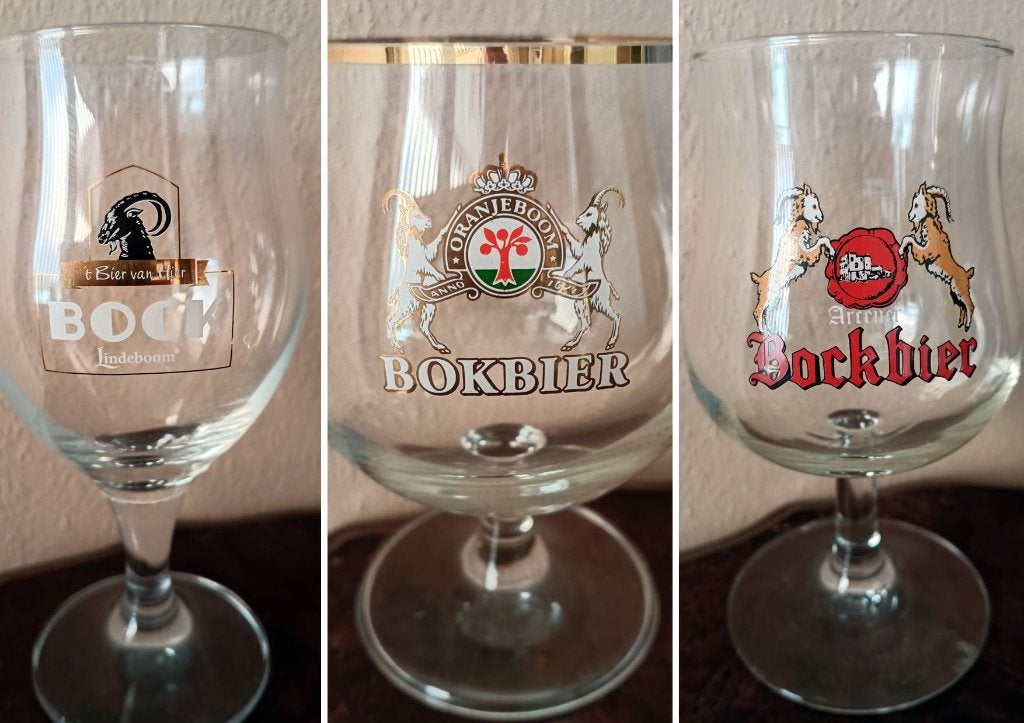 3 VINTAGE BOCK BIER GLAZEN, Ophalen of Verzenden, Zo goed als nieuw, Glas of Glazen, Overige merken