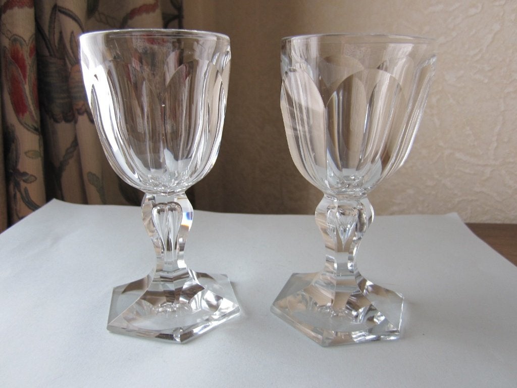 Zes antieke Val St Lambert model Cambridge portoglazen 1855, Antiek en Kunst, Antiek | Glas en Kristal, Verzenden