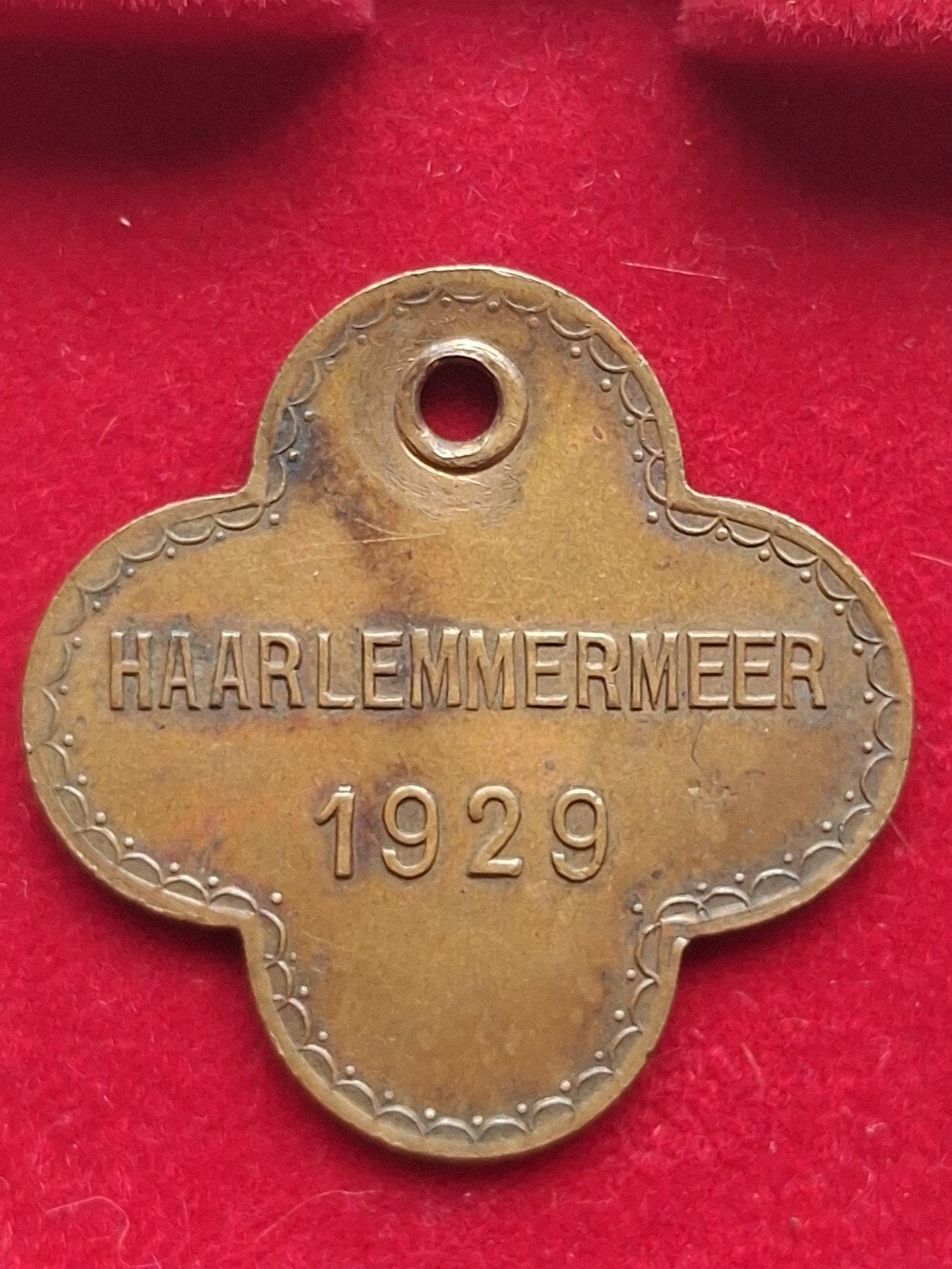 Antieke hondenpenning Haarlemmermeer 1929, Postzegels en Munten, Verzenden, Overige materialen, Nederland