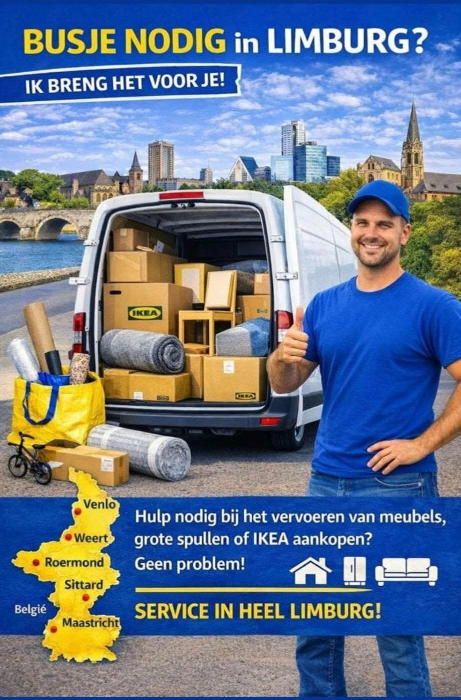 Transport- & Verhuisservice in Limburg, Ophalen of Verzenden, 180 cm of meer, Minder dan 70 cm