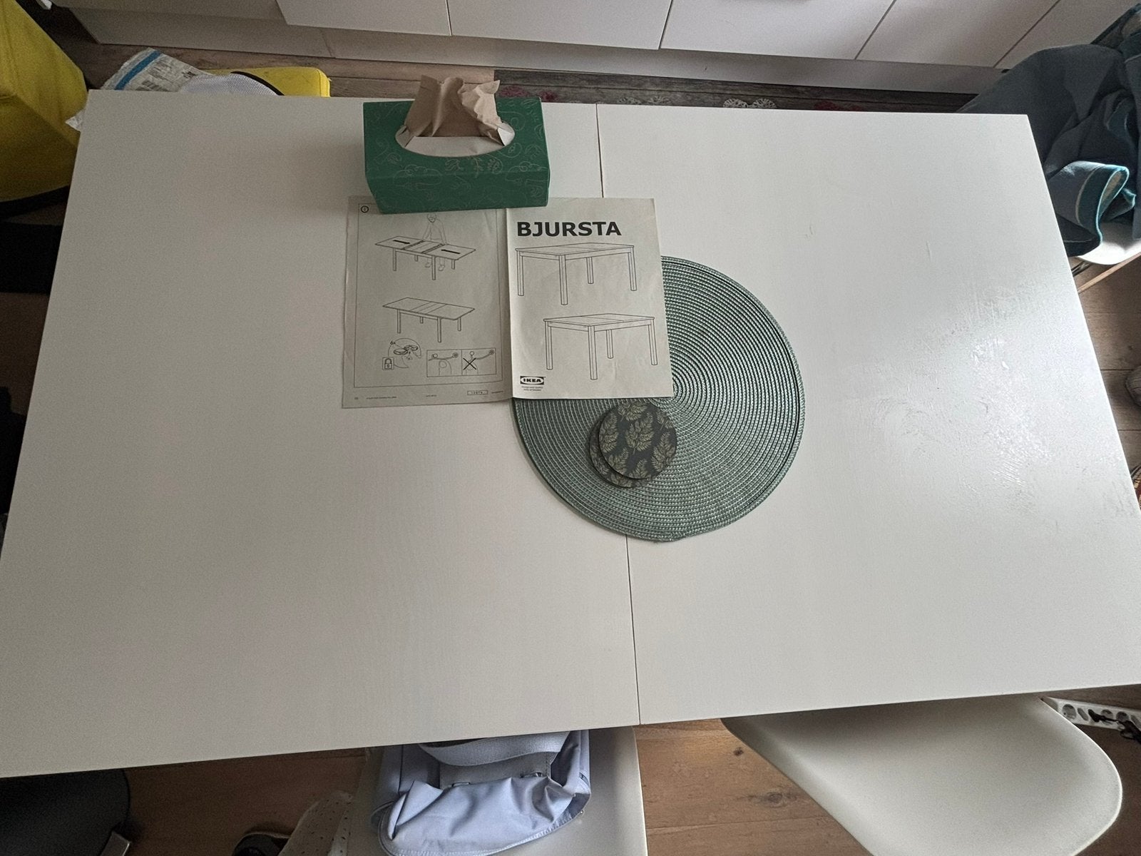 IKEA BJURSTA uittrekbare eettafel - Wit, Ophalen, Gebruikt, 100 tot 150 cm, 50 tot 100 cm