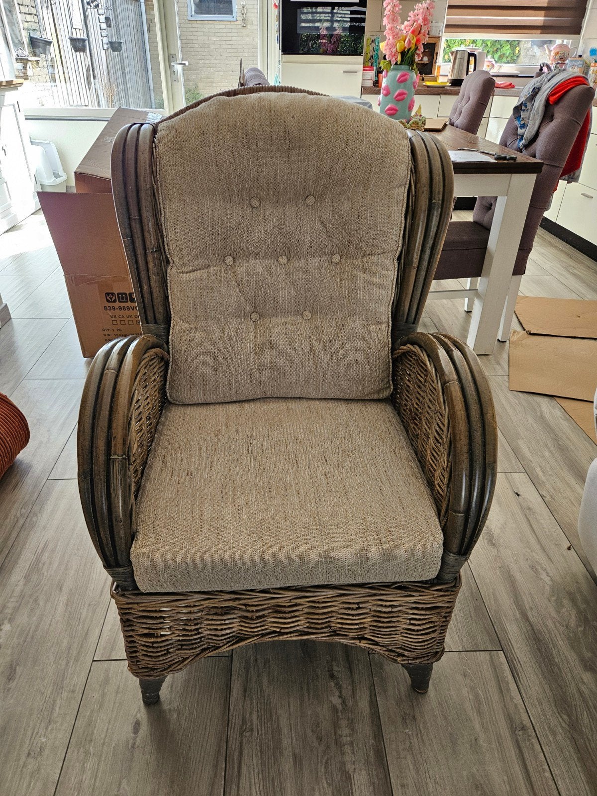 Rotan fauteuil in nette staat, Huis en Inrichting, Fauteuils, Ophalen, Gebruikt
