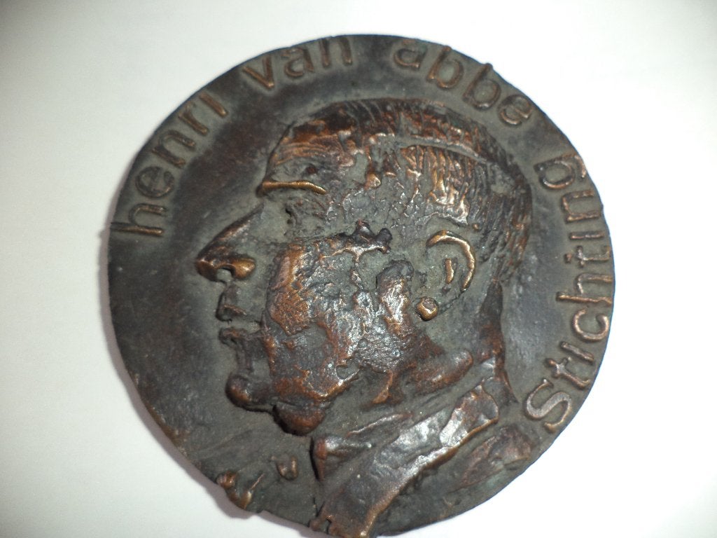 Olly de Vries-van Abbe penning Henri van Abbe bronzen munt, Ophalen of Verzenden, Brons
