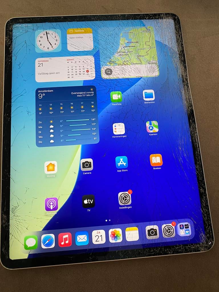 iPad Pro 12.9 inch (2018) - 256GB A1876 - Scherm gebarsten, Computers en Software, Apple iPads, Ophalen, Gebruikt
