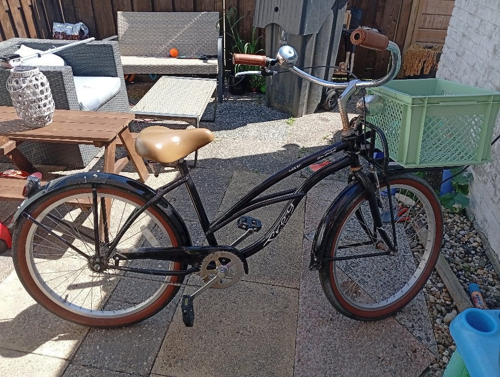 Zwarte Cruiser Fiets - Gebruikt, Fietsen en Brommers, Terugtraprem, Gebruikt, Staal, Cruiser
