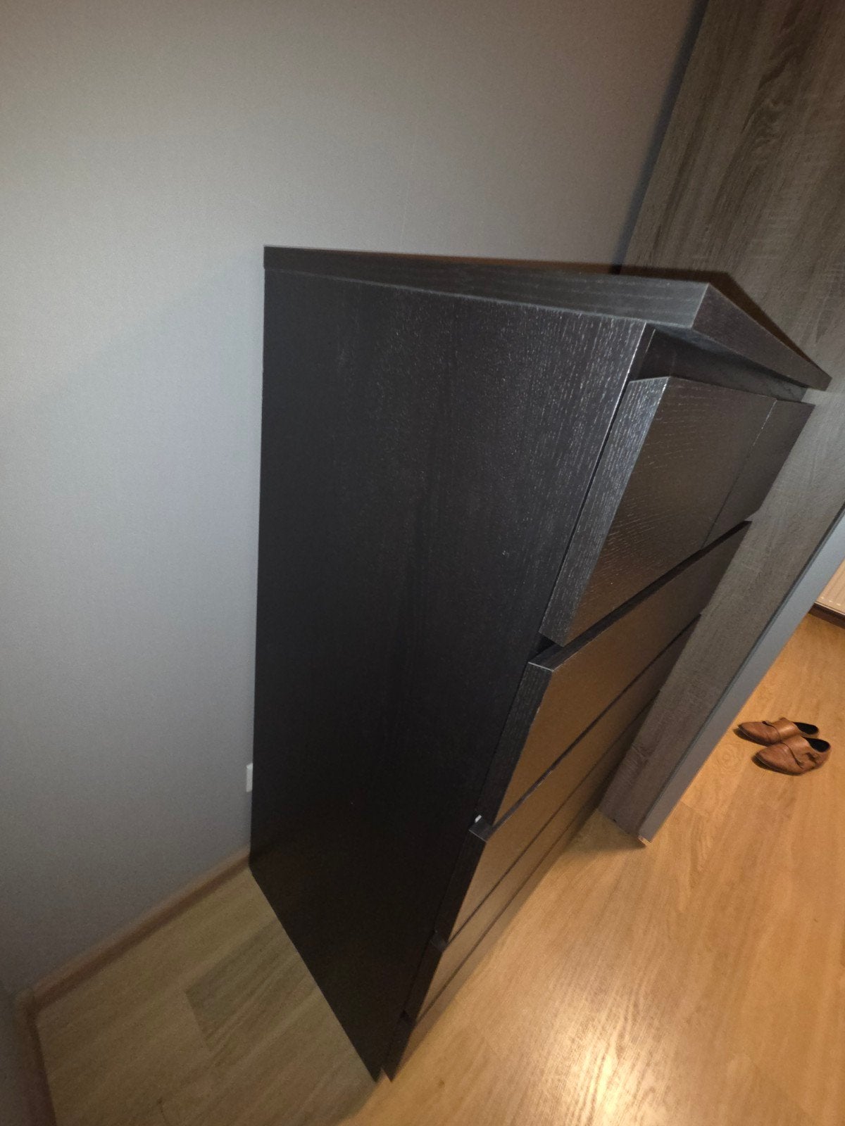 Donkerbruine ladekast met 6 laden, Ophalen, Gebruikt, 5 laden of meer, 100 tot 150 cm