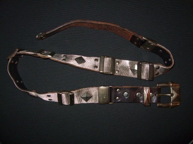 metalen riem met lederen ondergrond 93 x4, Kleding | Dames, Overige kleuren, 3 tot 5 cm, Echt leder, 90 tot 100 cm