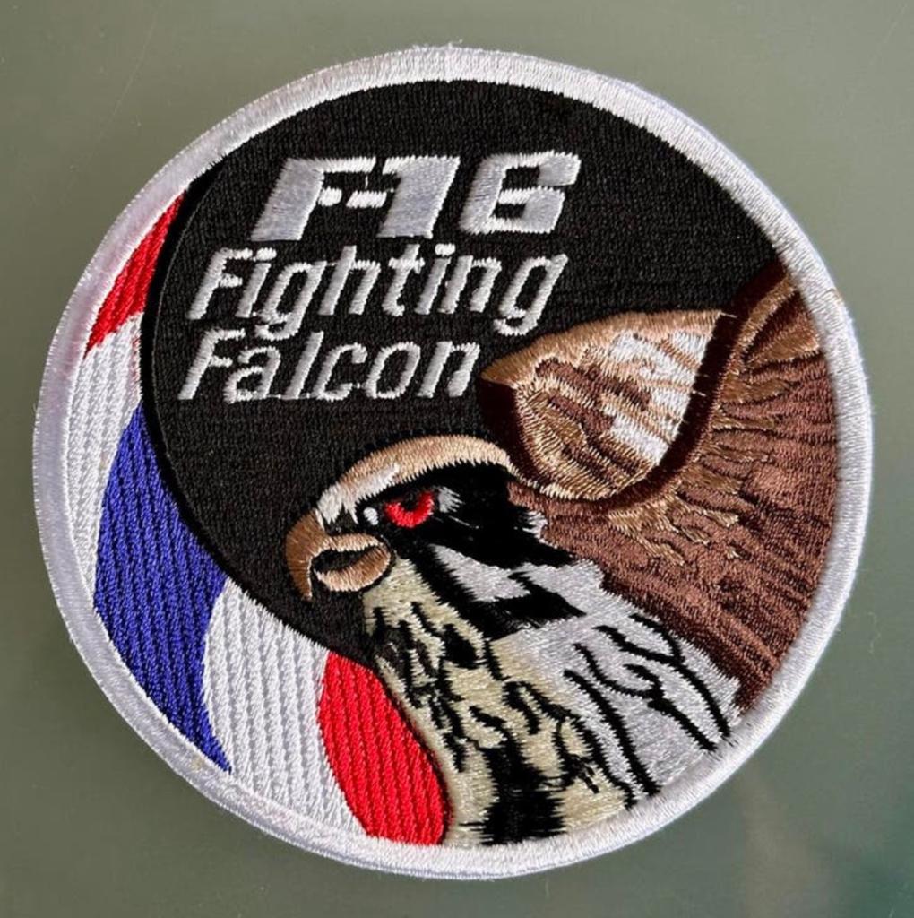 F16 fighting falcon embleem, Ophalen of Verzenden, Landmacht, Nederland, Embleem of Badge