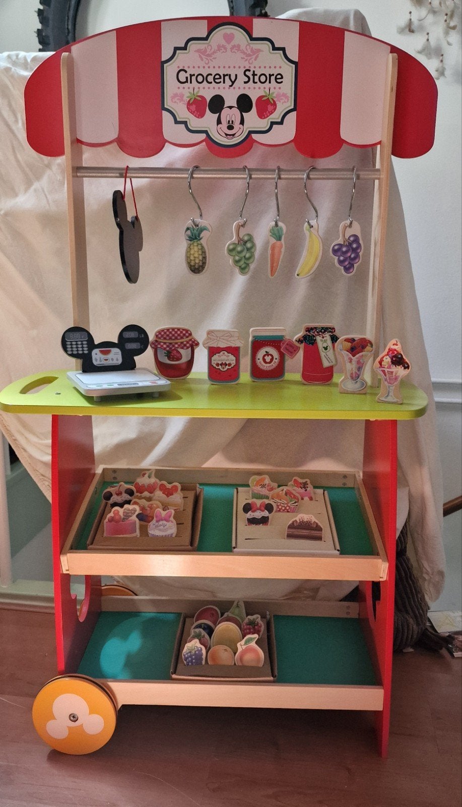 Mickey Mouse Houten Speelgoed Supermarkt / Kruidenierswinkel, Ophalen, Zo goed als nieuw, Jongen of Meisje