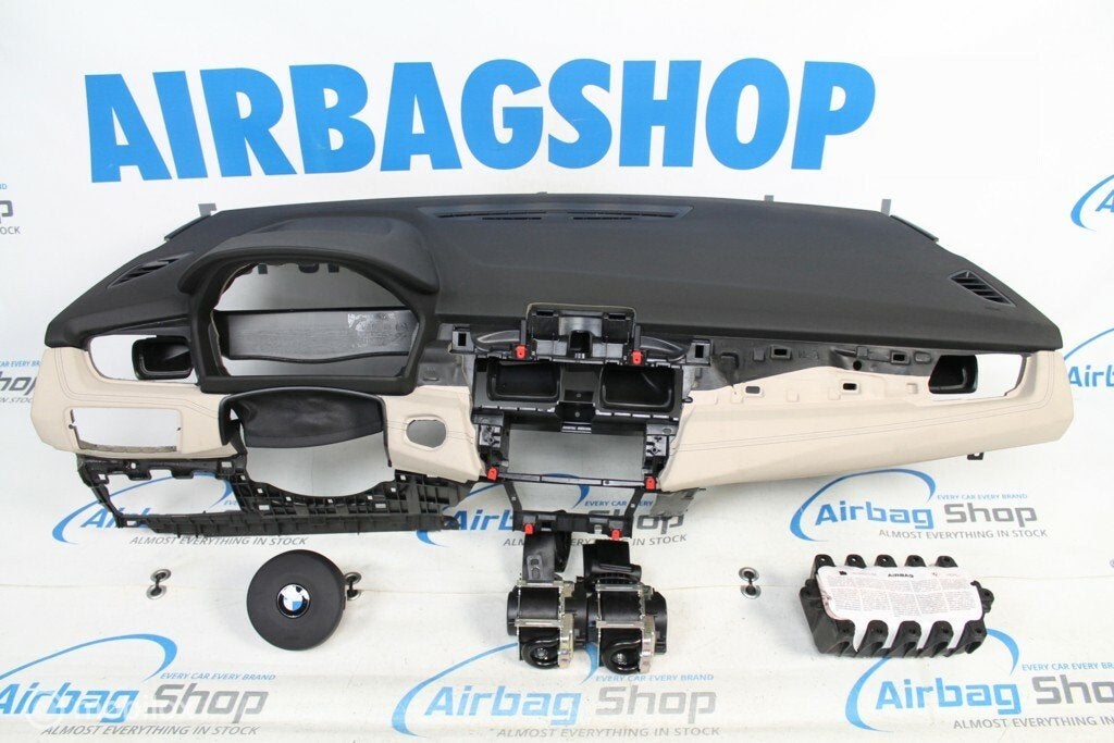 Airbag set - Dashboard M beige zwarte stiksel BMW 2 F45 F46, Gebruikt, Ophalen of Verzenden