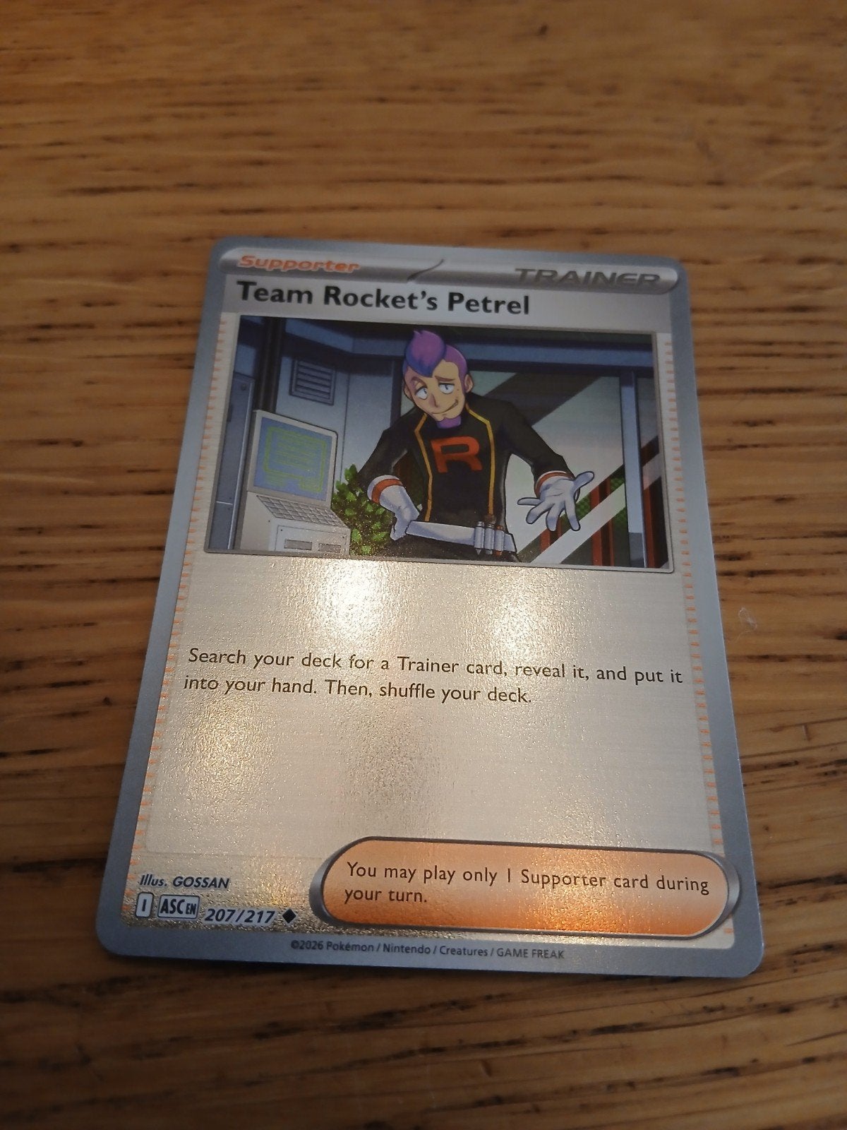 Pokémon Kaart: Team Rocket's Petrel Trainer Supporter, Ophalen of Verzenden, Zo goed als nieuw, Losse kaart