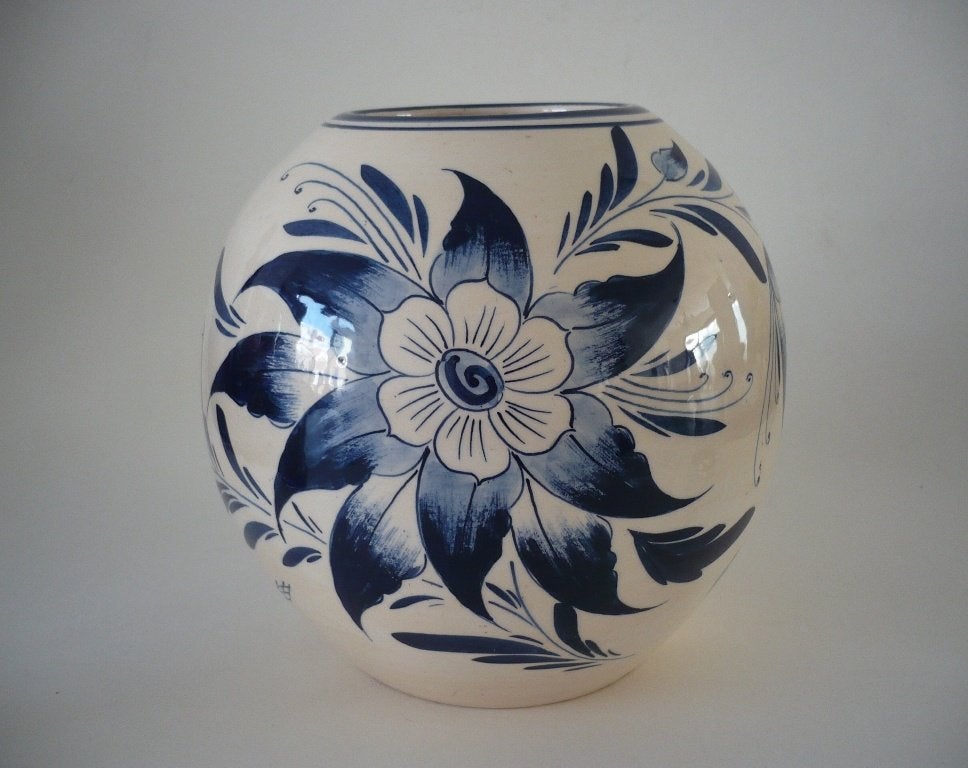 Prachtige bloemen pot, bloem motieven, Hollands antiek., Antiek en Kunst, Antiek | Keramiek en Aardewerk, Ophalen of Verzenden