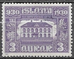 IJSLAND 3 A. zegel 1000 jaar Landdag 1930, Verzenden, IJsland, Postfris