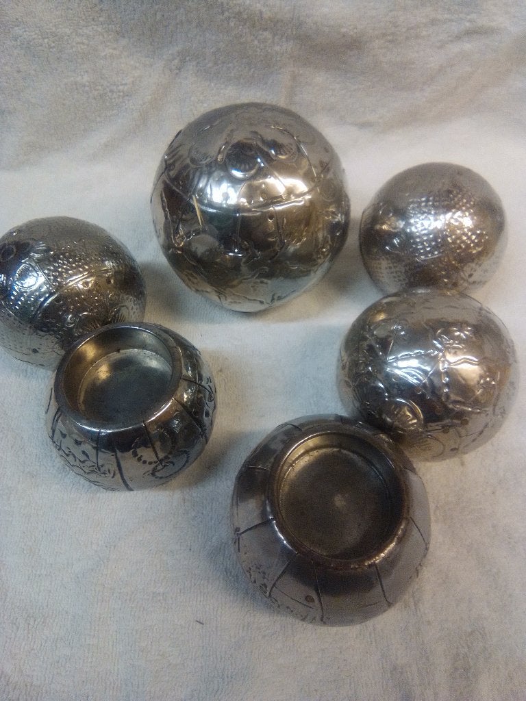 6 metalen decoratie  ballen, Ophalen of Verzenden, Zo goed als nieuw, Metaal