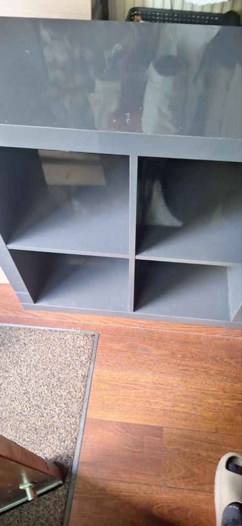 Grijze 4 vakken kast kallax expedit ikea, Ophalen, Gebruikt
