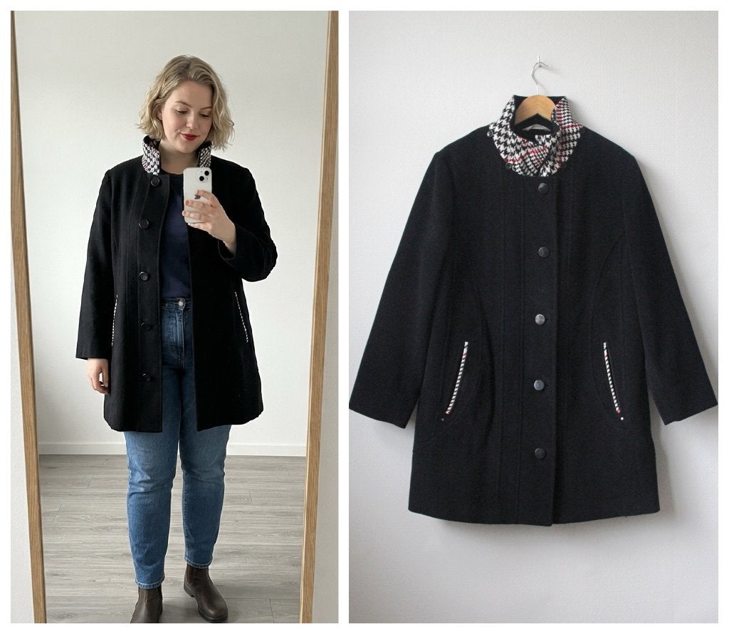 Frandsen - als nieuwe winterjas cashmere / zwart / maat L, Verzenden, Zwart, Zo goed als nieuw, Maat 42/44 (L)