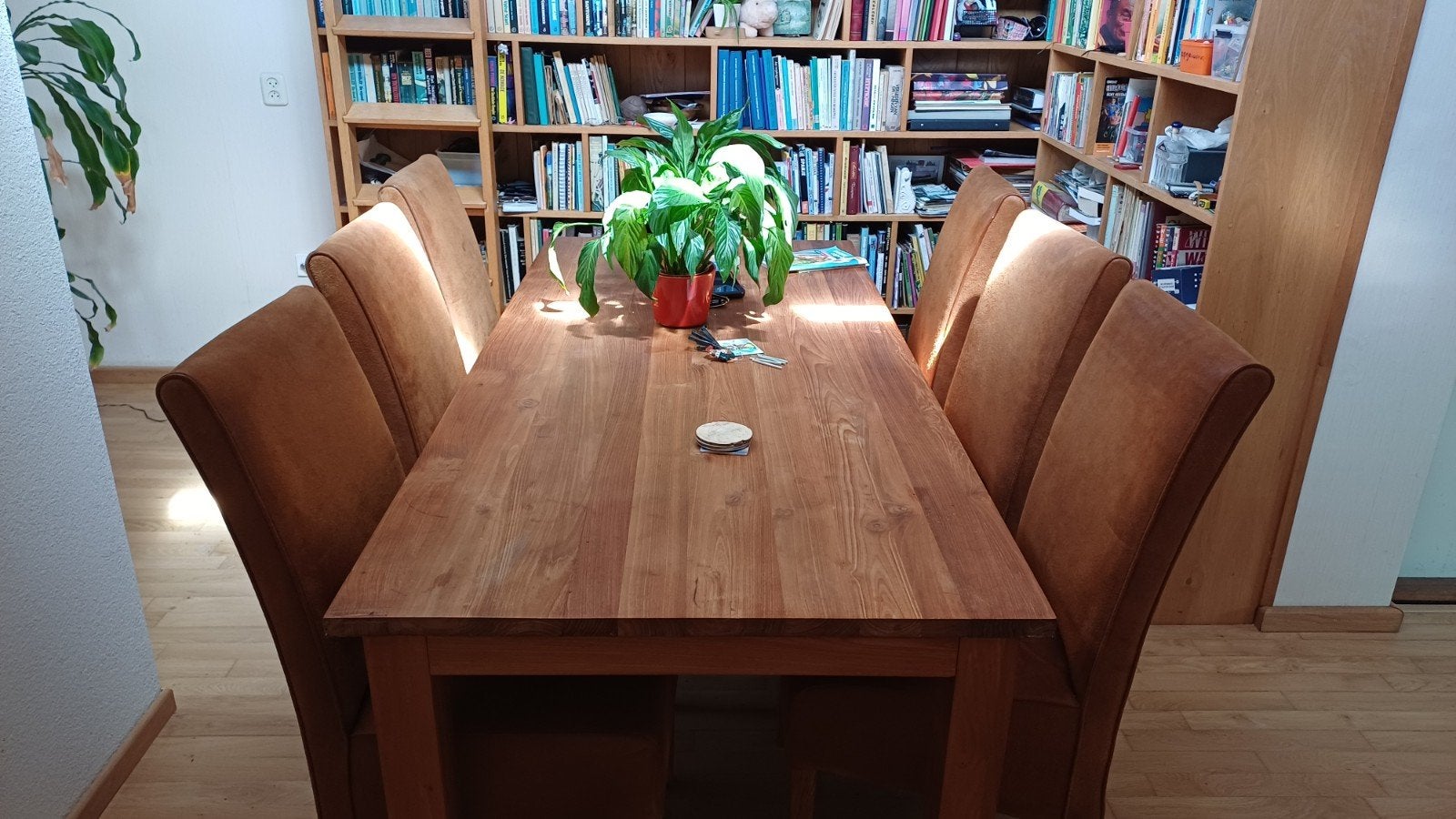 6 Leren eetkamerstoelen met hoge rug, Ophalen, Gebruikt, Leer, Vijf, Zes of meer stoelen