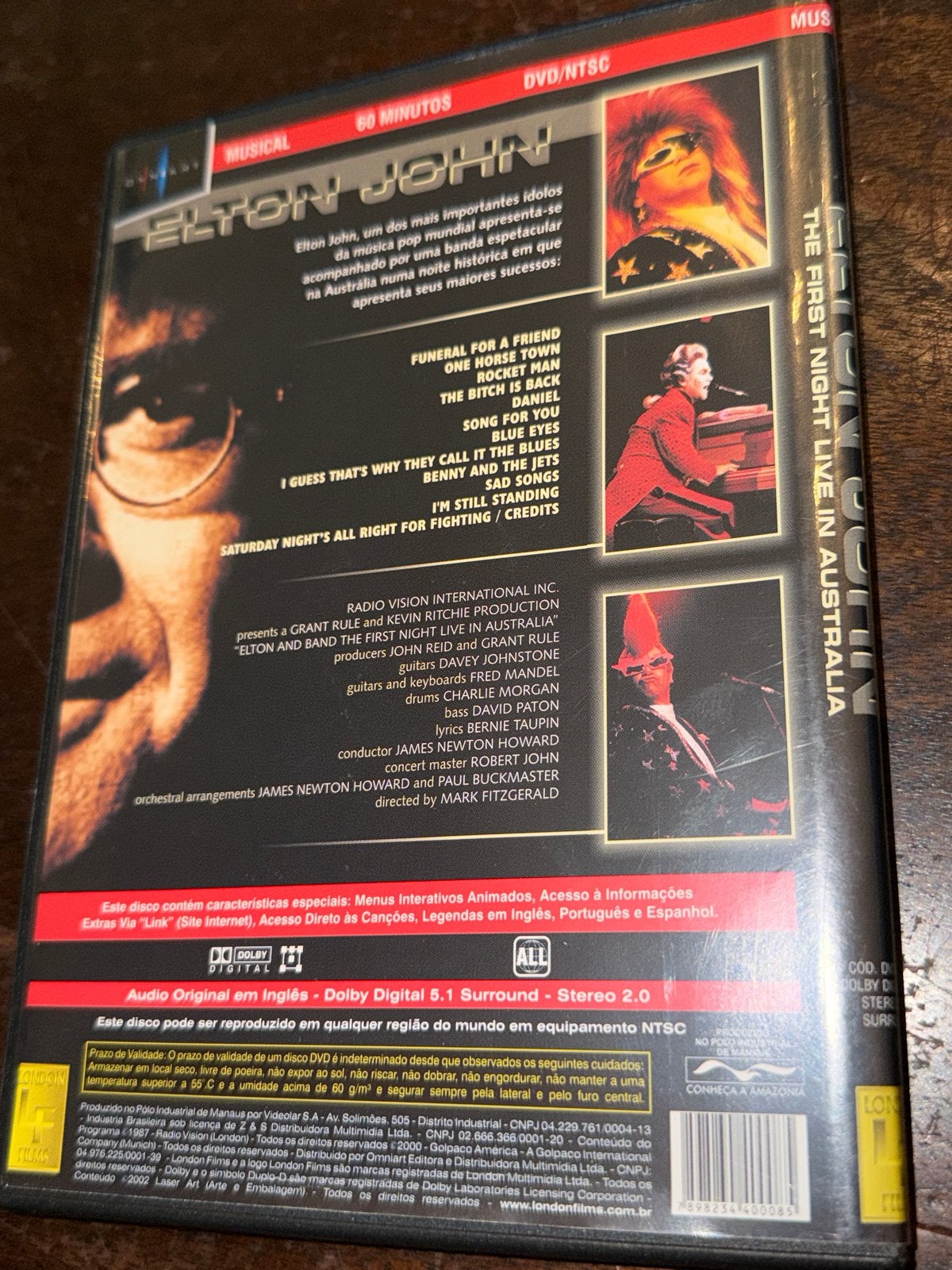 Elton John: The First Night Live in Australia DVD, Import, Alle leeftijden, Ophalen of Verzenden, Portugees