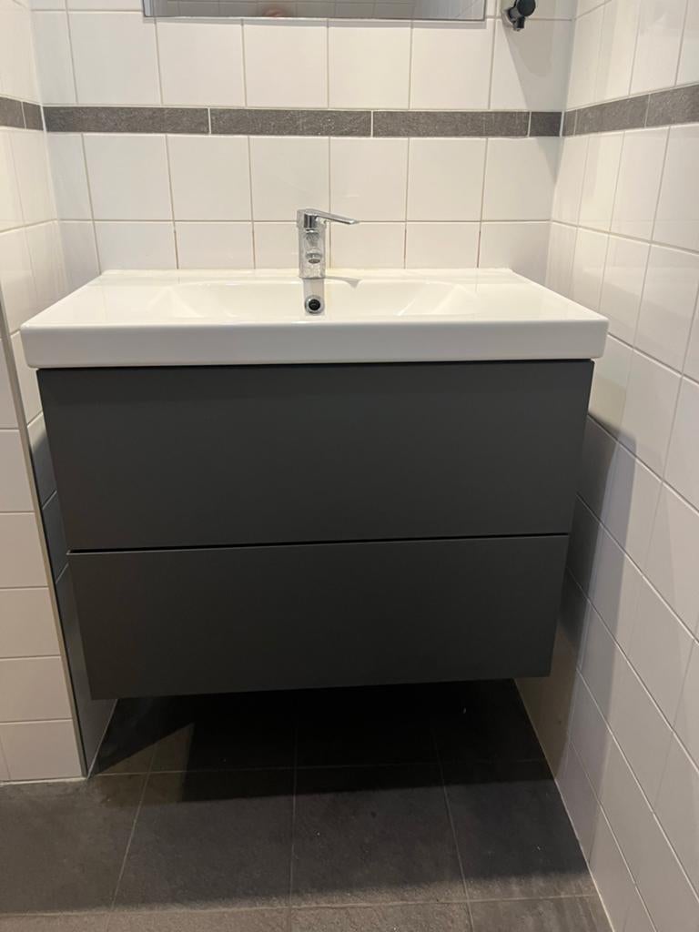 Moderne wastafel met onderkast - Zo goed als nieuw, Huis en Inrichting, Badkamer | Badkamermeubels, Zo goed als nieuw, Minder dan 100 cm