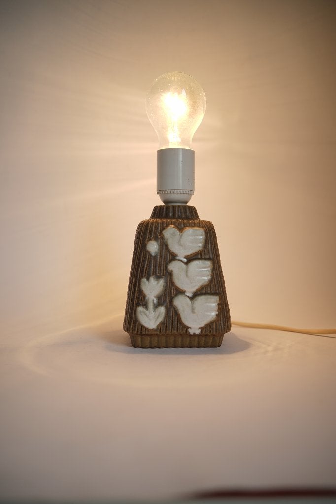 EGO Stengods Fisher Zweden Lamp basis Vintage vogel keramiek, Overige merken, Vintage, Meerkleurig, 19 cm