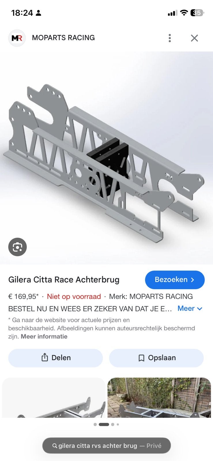 moparts racing achterbrug gilera citta, Ophalen of Verzenden, Zo goed als nieuw