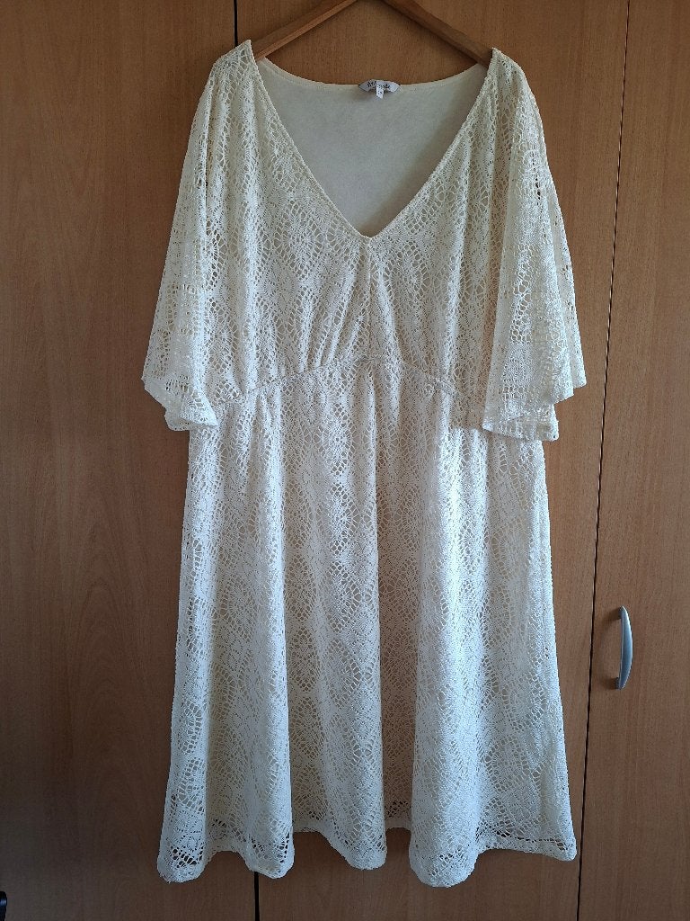 MS Mode jurk met kant maat 48, Wit, Maat 46/48 (XL) of groter, Nieuw, Ophalen of Verzenden