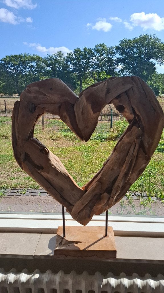 Houten hart decoratie, Huis en Inrichting, Woonaccessoires | Wanddecoraties, Hout, Decoratieobject, Ophalen of Verzenden, Zo goed als nieuw