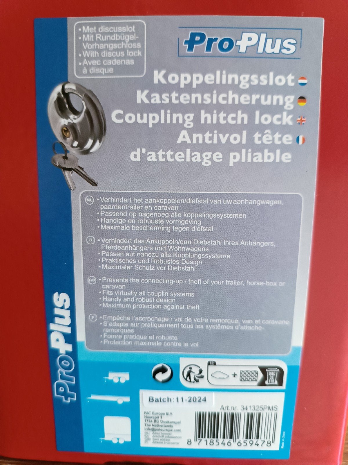 Koppelingsslot 110x110mm met Discusslot, nieuw, Caravans en Kamperen, Ophalen, Nieuw