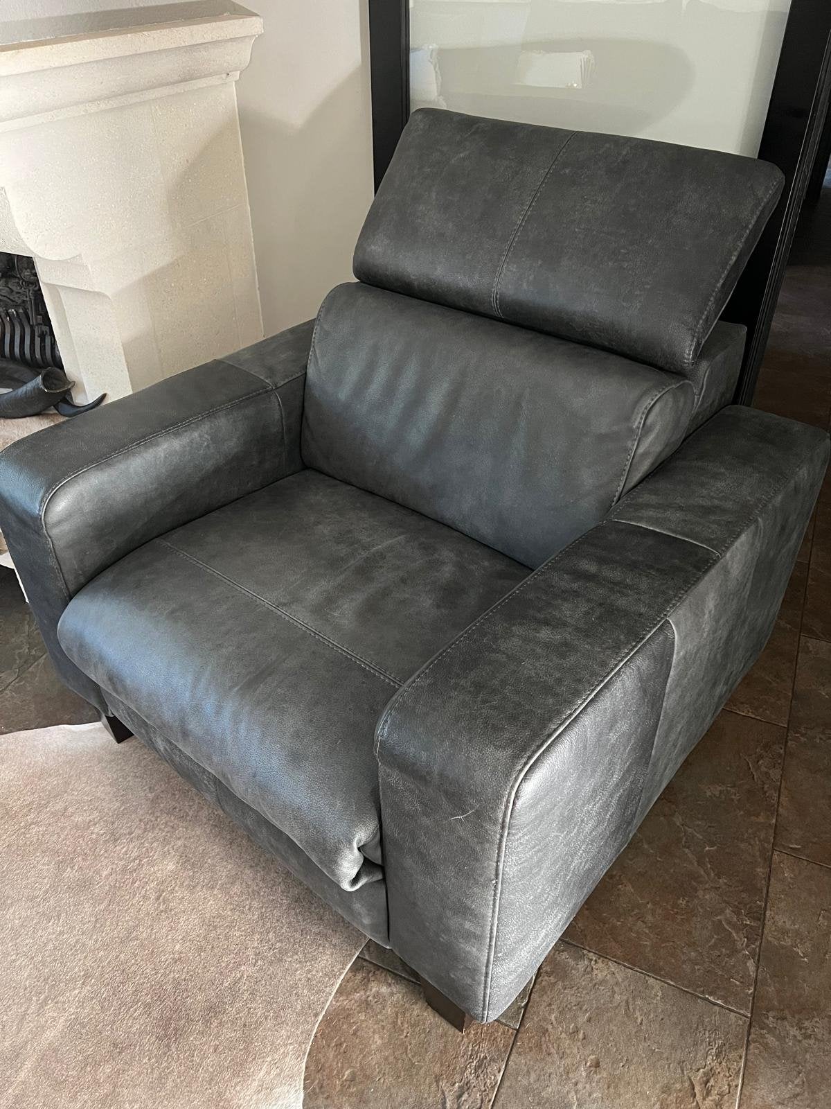 Luxe Henders & Hazel relaxfauteuil - Antraciet, Ophalen of Verzenden, Zo goed als nieuw, Leer, 75 tot 100 cm