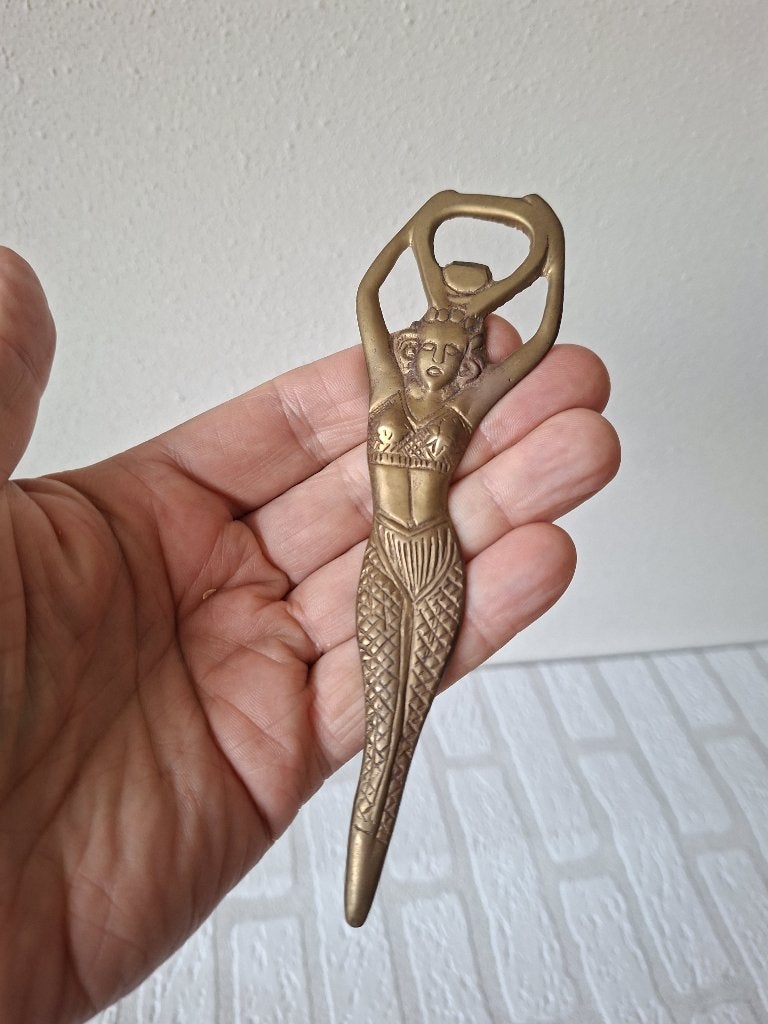 Vintage Messing Briefopener Oosterse Buikdanseres 15cm, Ophalen of Verzenden, Zo goed als nieuw, Dier