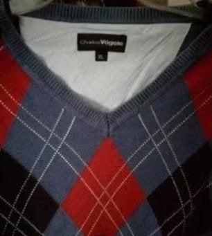 als Nieuw CHARLES VOGELE trui slip-over BLAUW Noga Ruiten XL, Verzenden, Zo goed als nieuw, Maat 56/58 (XL), Blauw