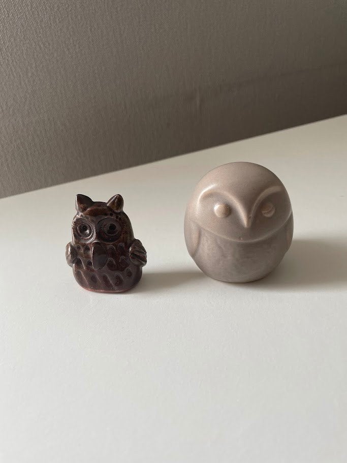 Beeldjes: 2 uiltjes., Ophalen of Verzenden, Gebruikt, Vogel, Beeldje of Figuurtje