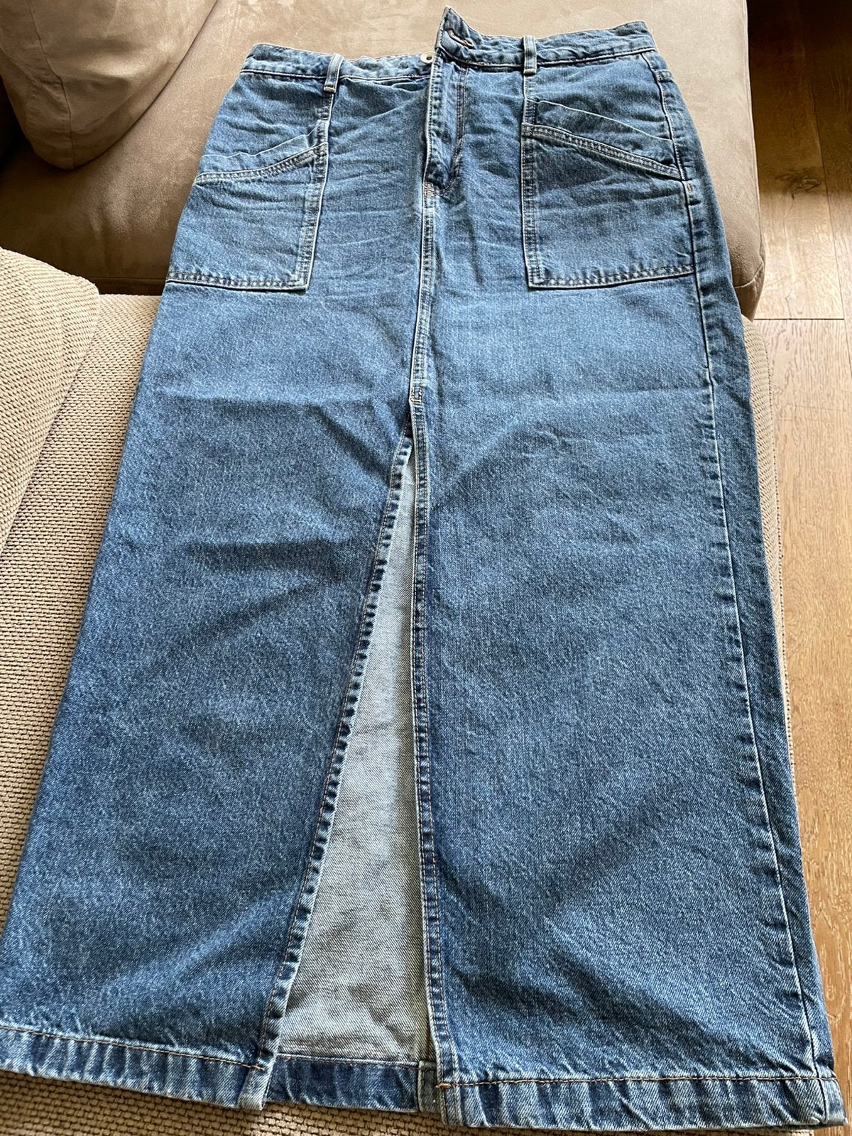Spijkerrok Cotton club met split maat L, Ophalen of Verzenden, Zo goed als nieuw, Blauw, Onder de knie
