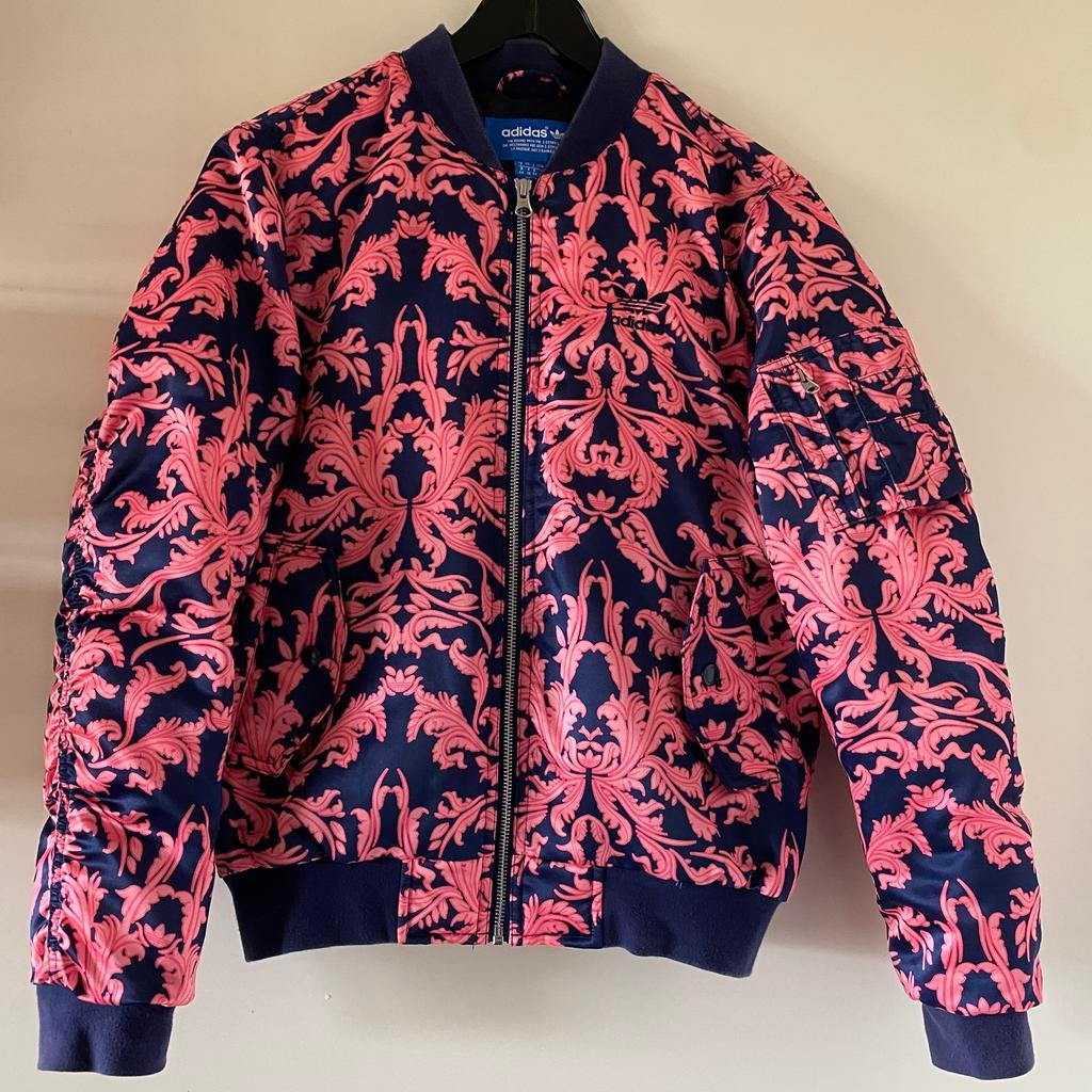 ADIDAS PINK BAROQUE FLOWER BOMBER 34 (M?), Ophalen of Verzenden, Gedragen, Maat 36 (S), Roze