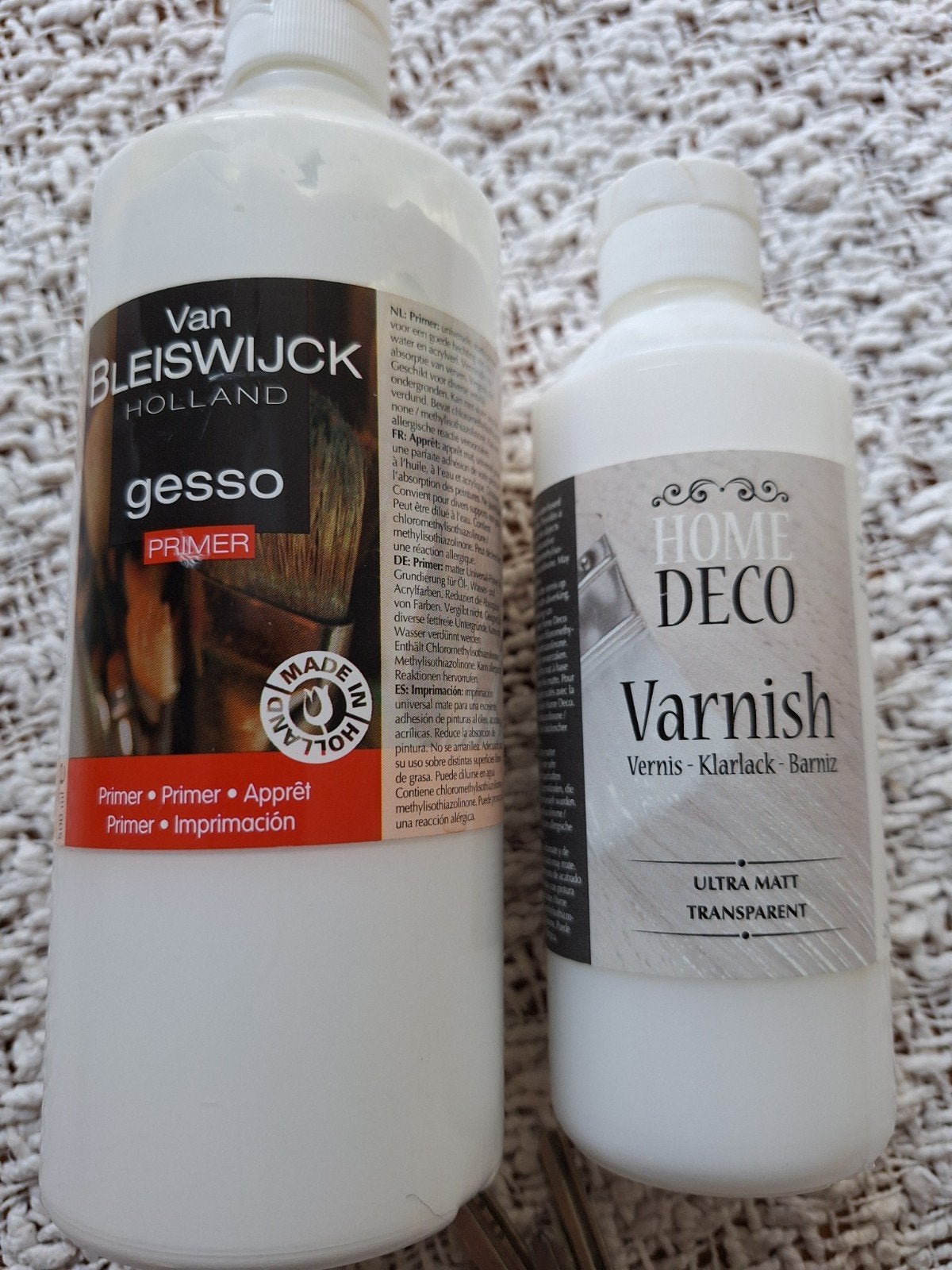 Fles gesso en blanke lak, Hobby en Vrije tijd, Ophalen of Verzenden