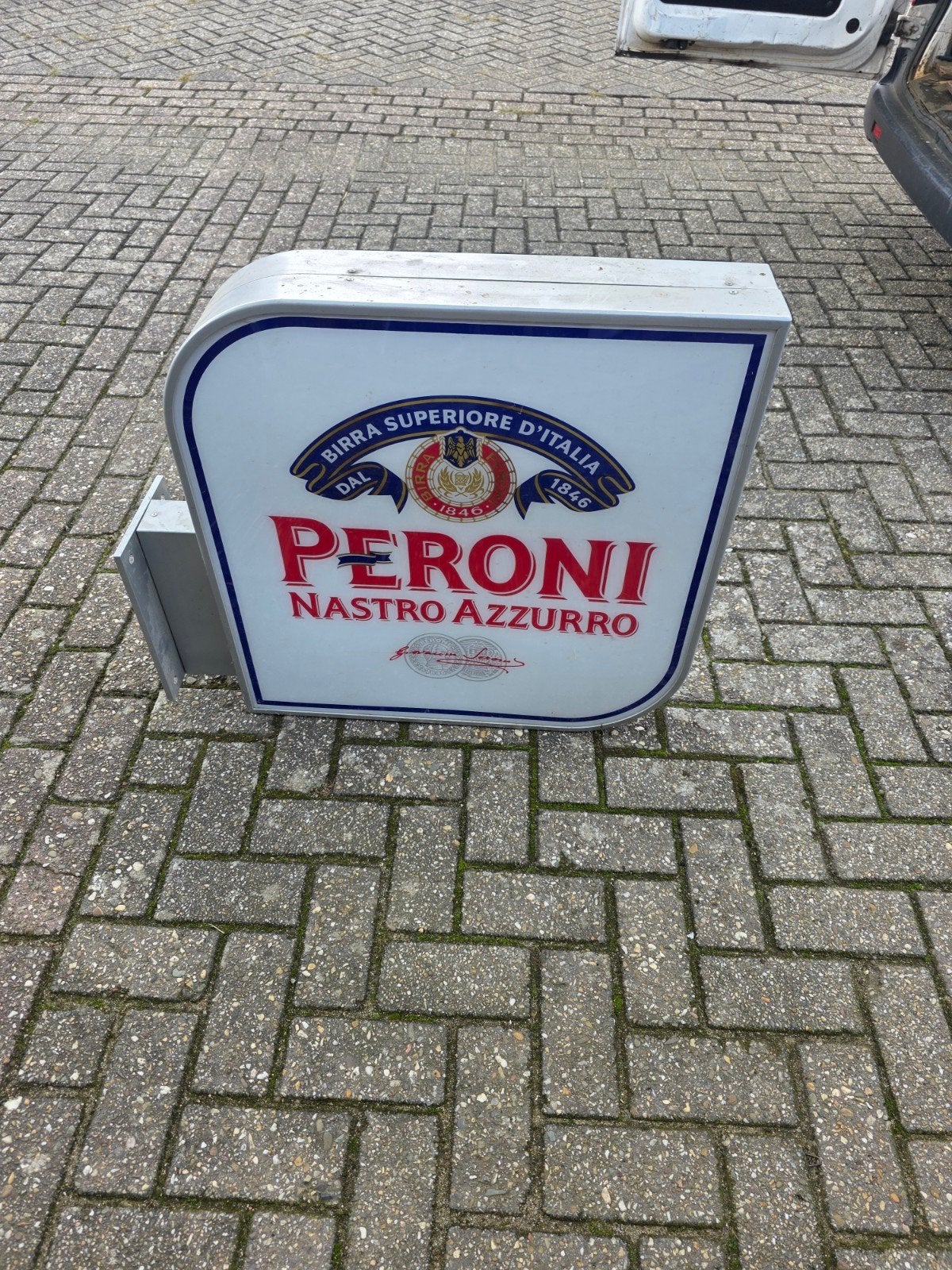 Peroni Nastro Azzurro Lichtbak Reclamebord, Verzamelen, Gebruikt, Lichtbak of (neon) lamp, Peroni, Ophalen of Verzenden